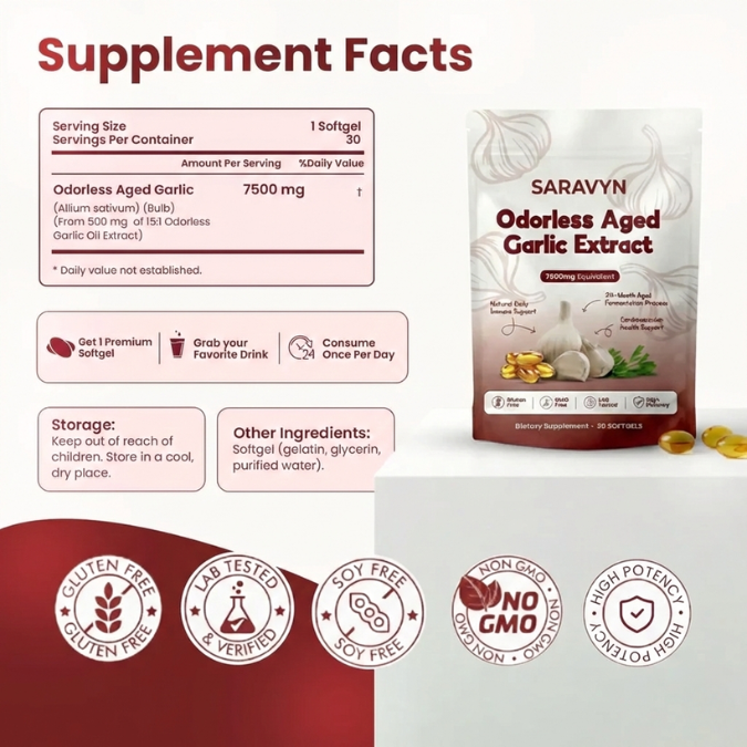 Aged Garlic Extract - 7500mg Odorless Softgels